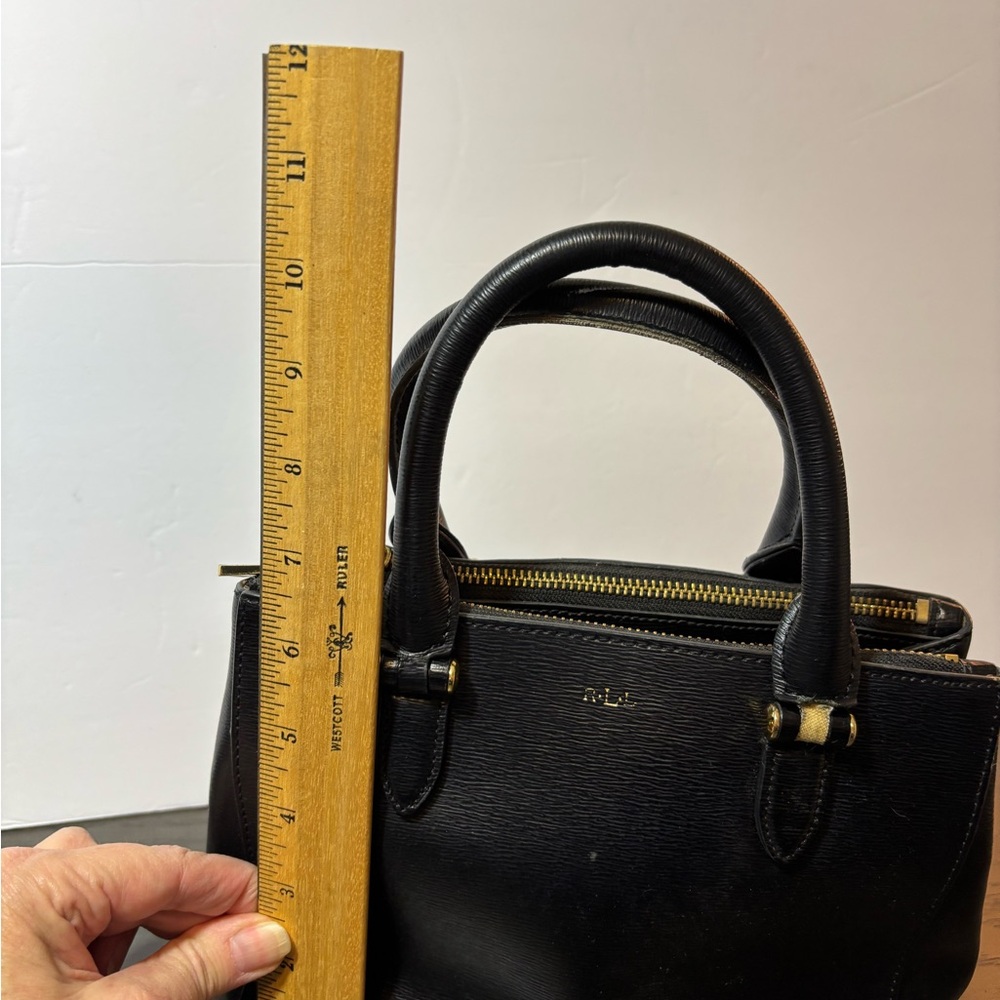 Ralph Lauren Black Leather Top-Zip Shoulder Bag with Gold Hardware - Picture 3 of 7